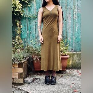 Green Bias Cut Handsewn Flowy Dress